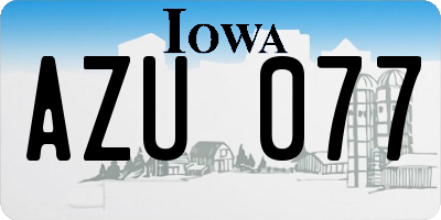 IA license plate AZU077