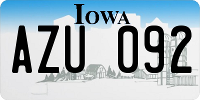 IA license plate AZU092