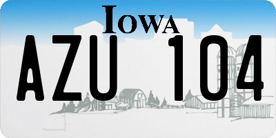 IA license plate AZU104