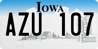 IA license plate AZU107