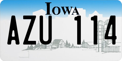 IA license plate AZU114