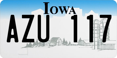 IA license plate AZU117