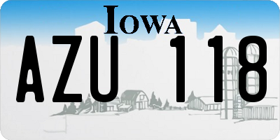 IA license plate AZU118