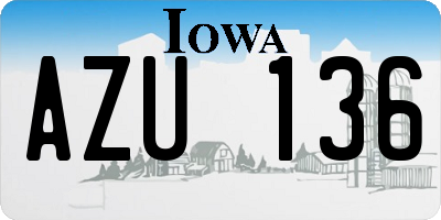 IA license plate AZU136