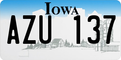 IA license plate AZU137