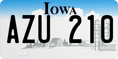 IA license plate AZU210