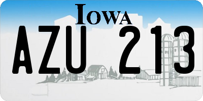 IA license plate AZU213