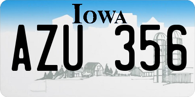 IA license plate AZU356