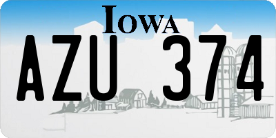 IA license plate AZU374