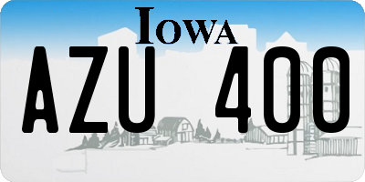 IA license plate AZU400