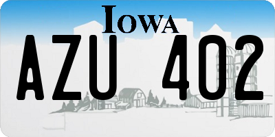 IA license plate AZU402