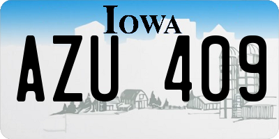 IA license plate AZU409