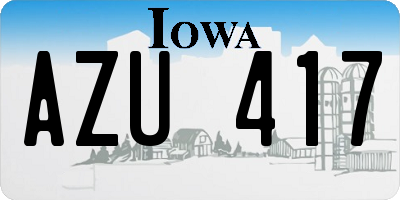 IA license plate AZU417