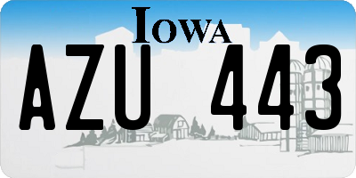 IA license plate AZU443
