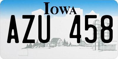 IA license plate AZU458