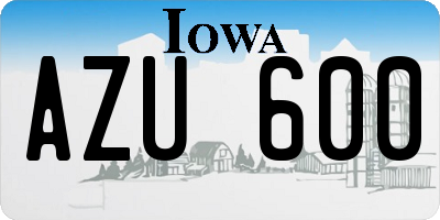 IA license plate AZU600