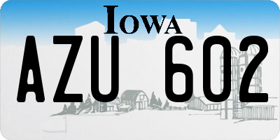 IA license plate AZU602