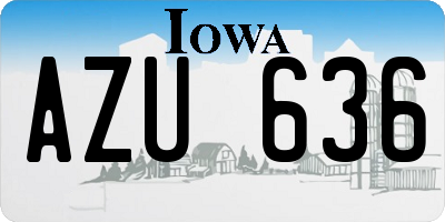 IA license plate AZU636