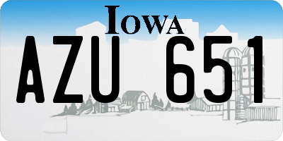 IA license plate AZU651
