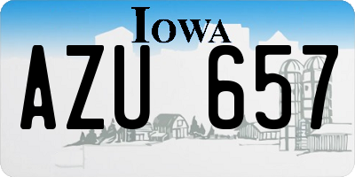 IA license plate AZU657