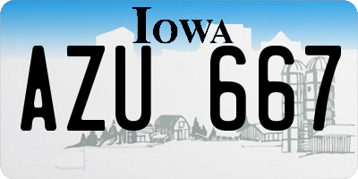 IA license plate AZU667