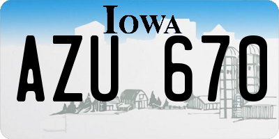 IA license plate AZU670