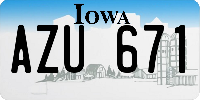 IA license plate AZU671