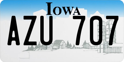 IA license plate AZU707