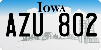 IA license plate AZU802