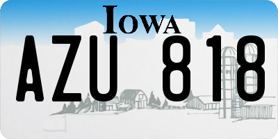 IA license plate AZU818