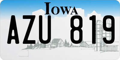 IA license plate AZU819