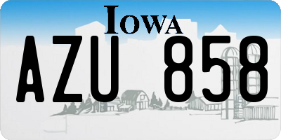 IA license plate AZU858