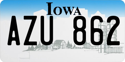 IA license plate AZU862