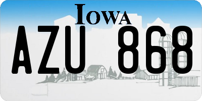 IA license plate AZU868