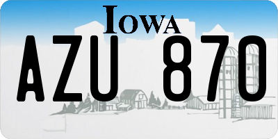 IA license plate AZU870