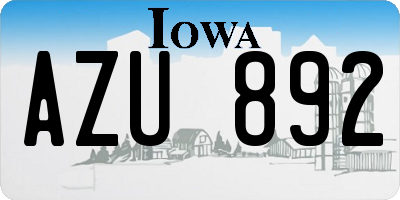 IA license plate AZU892