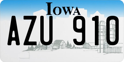 IA license plate AZU910