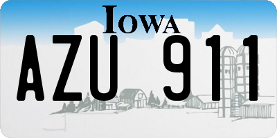 IA license plate AZU911