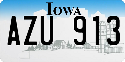 IA license plate AZU913