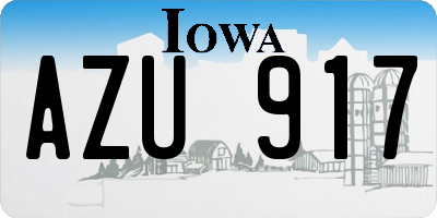 IA license plate AZU917