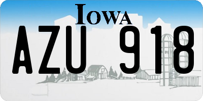 IA license plate AZU918