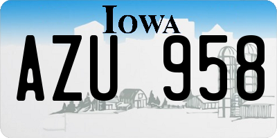 IA license plate AZU958