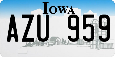 IA license plate AZU959