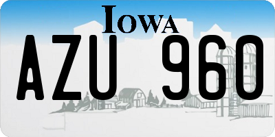 IA license plate AZU960