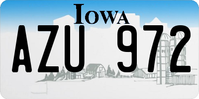 IA license plate AZU972