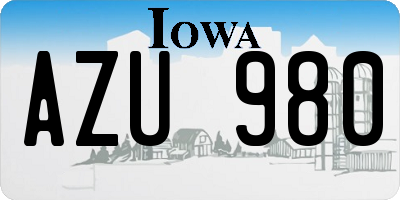 IA license plate AZU980