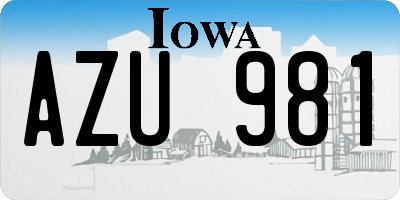 IA license plate AZU981