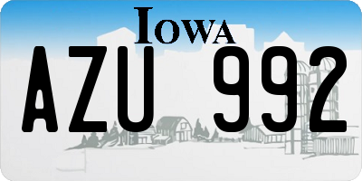 IA license plate AZU992