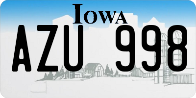 IA license plate AZU998
