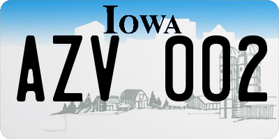 IA license plate AZV002